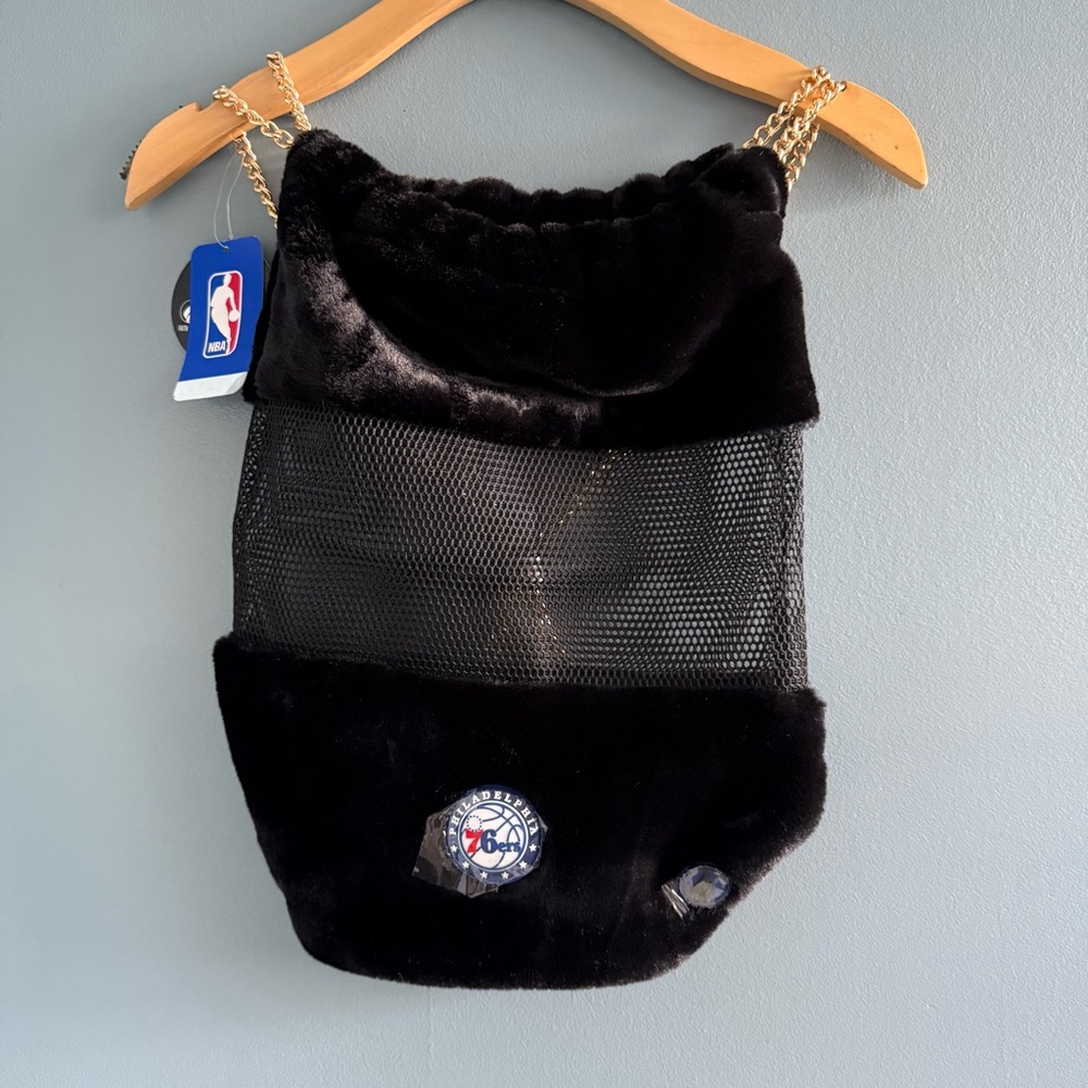 NBA Philadelphia 76ers Basketball Faux Fur Cinch Top Bag